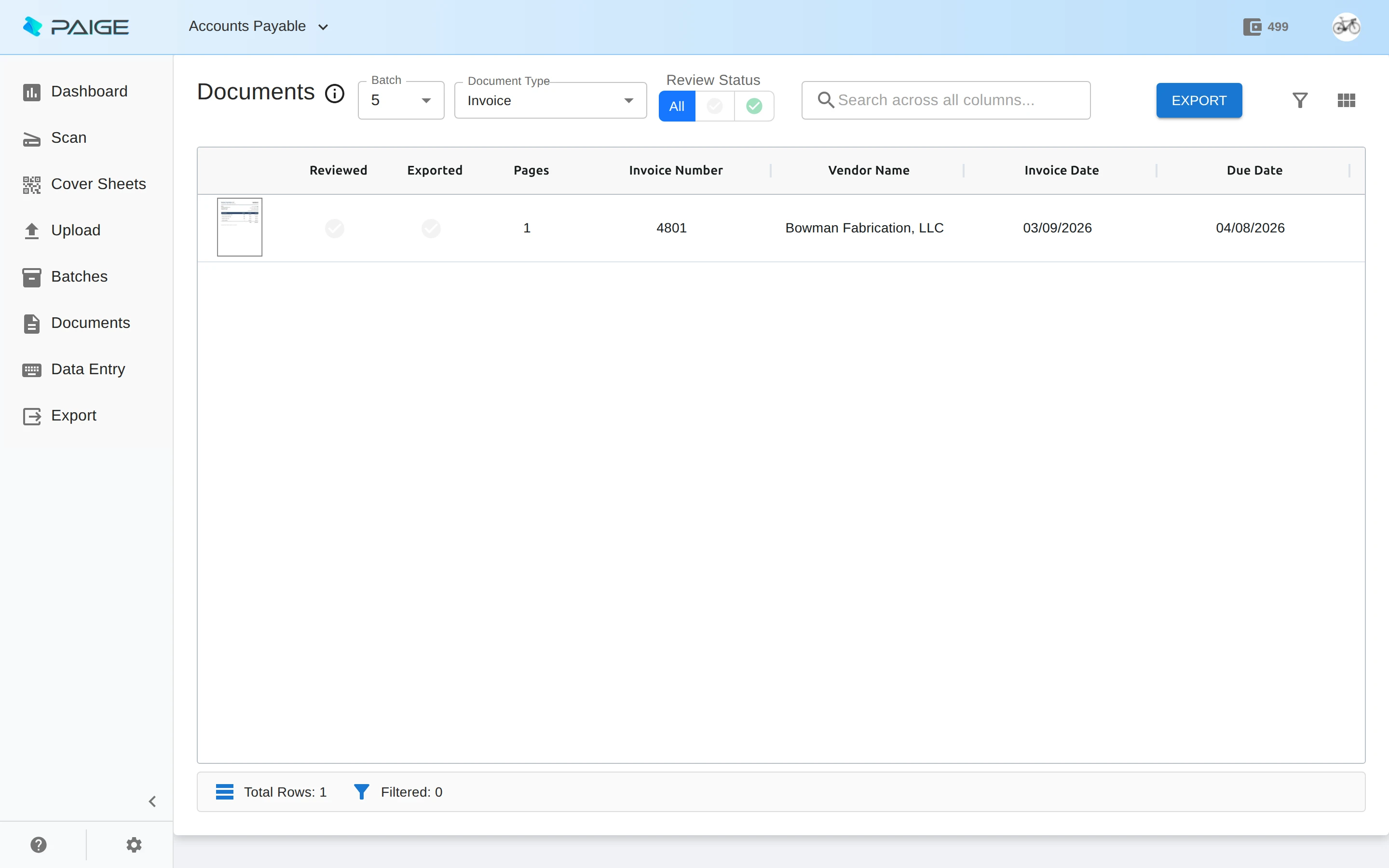 Paige - Accounts Payable documents with fields automatically extracted