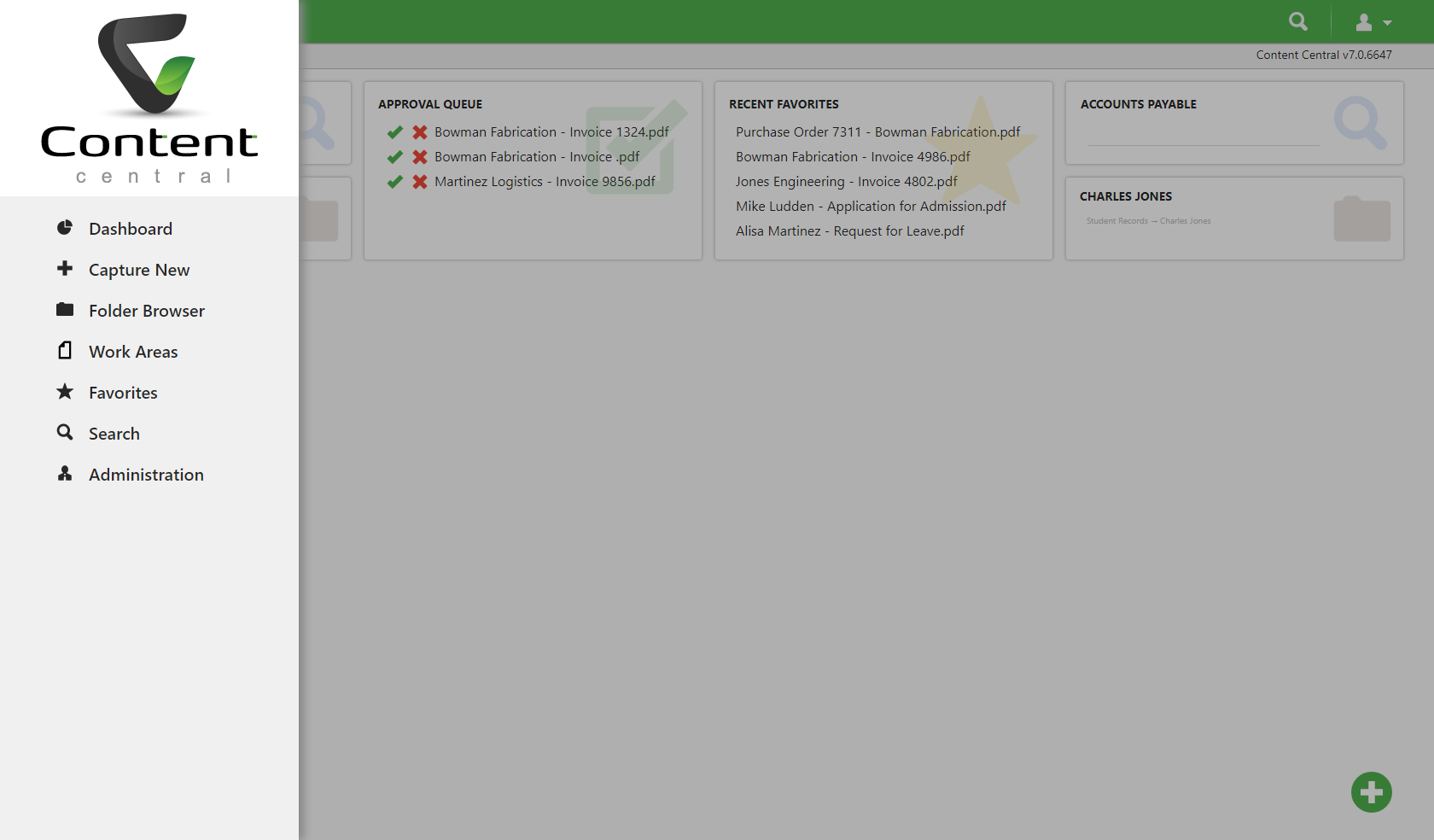 Content Central Dashboard