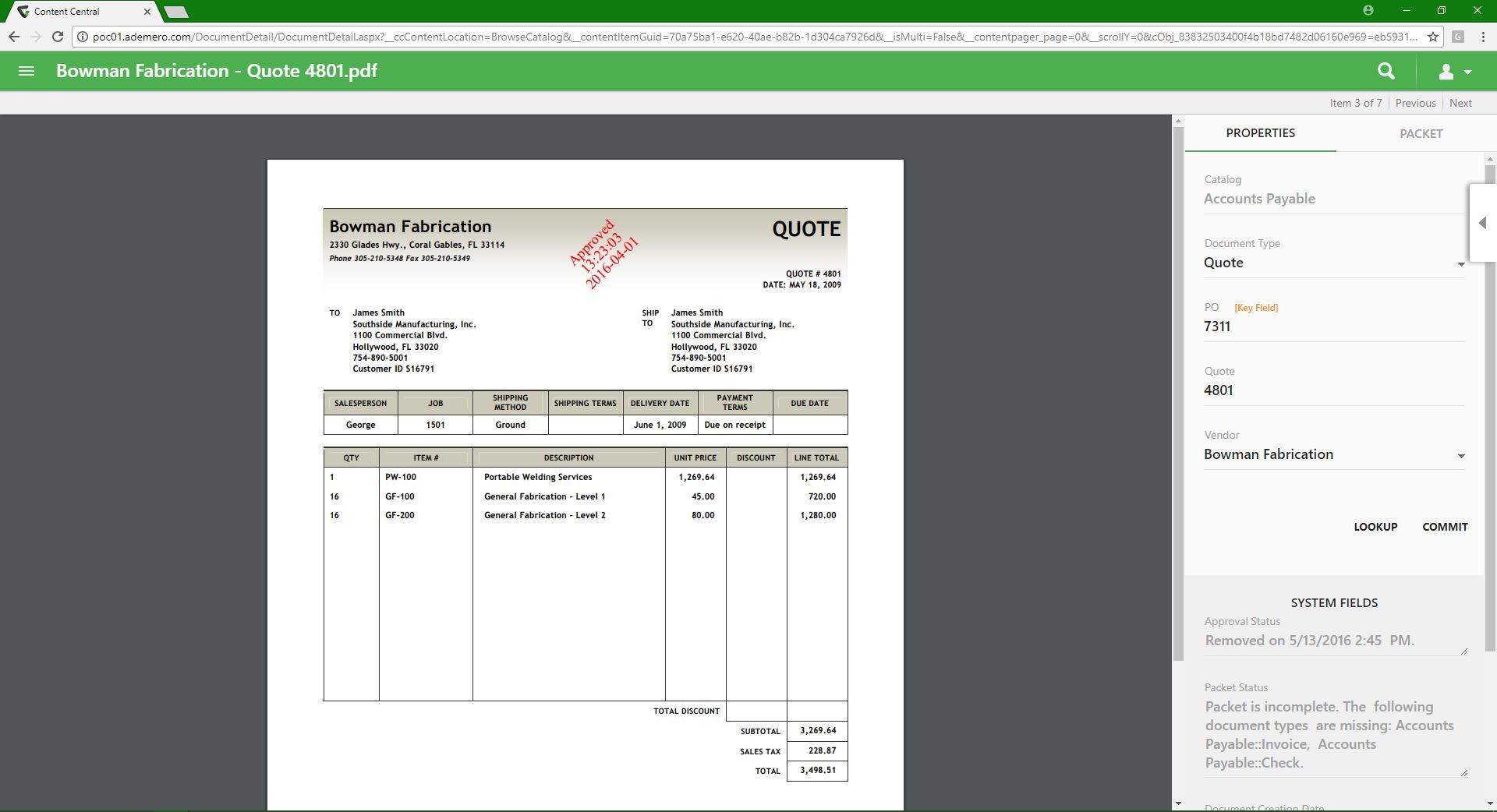 Content Central Viewing a Document